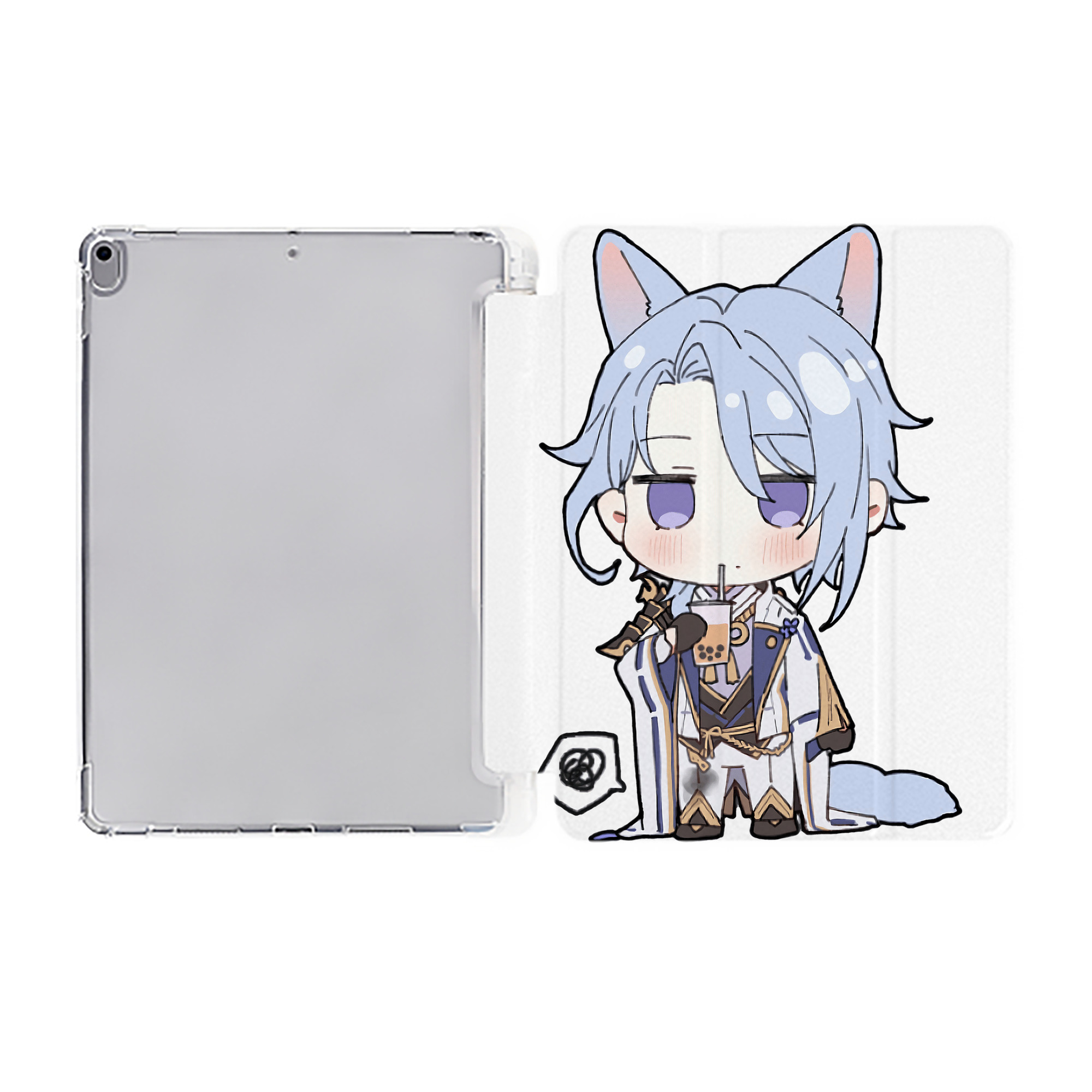 げんし神 神里綾人 かみさとあやと genshin Kamisato Ayato IPad ケース ペン収納付き 三つ折りスタンド PUレザー×シリコン 対応機種9.5/10.5/10.9インチ